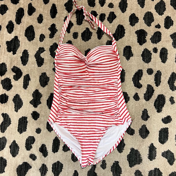 niptuck Swim Niptuck Swim Red Striped One Piece Ruched Swimsuit